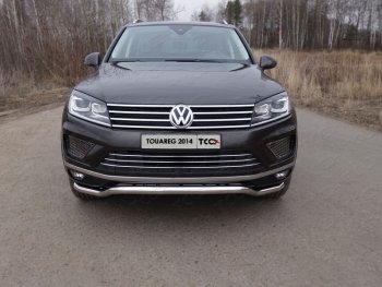 26 699 р. Защита передняя нижняя кенгурин 60,3 мм ТСС Тюнинг Volkswagen Touareg NF рестайлинг (2014-2018) (нержавейка)  с доставкой в г. Санкт‑Петербург. Увеличить фотографию 1