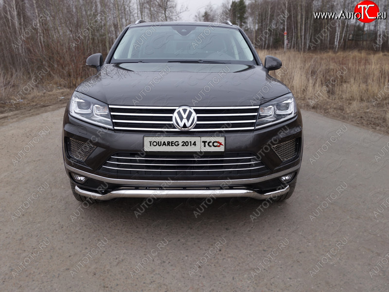 26 699 р. Защита передняя нижняя кенгурин 60,3 мм ТСС Тюнинг Volkswagen Touareg NF рестайлинг (2014-2018) (нержавейка)  с доставкой в г. Санкт‑Петербург