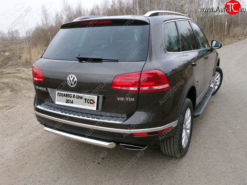 14 699 р. Защита задняя (нержавейка 60,3 мм) ТСС Тюнинг  Volkswagen Touareg  NF (2014-2018) рестайлинг  с доставкой в г. Санкт‑Петербург