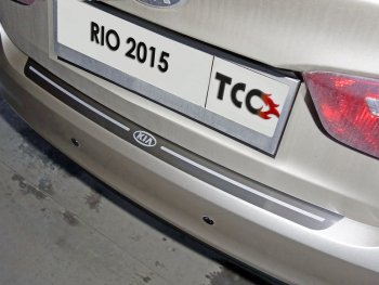 3 099 р. Накладка на задний бампер, ТСС Тюнинг  KIA Rio  3 QB (2015-2017) рестайлинг седан, рестайлингхэтчбек5дв. (лист шлифованный надпись RIO)  с доставкой в г. Санкт‑Петербург. Увеличить фотографию 1