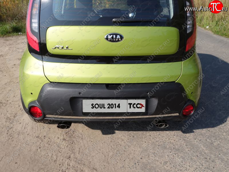 1 039 р. Накладка на задний бампер, ТСС Тюнинг  KIA Soul  PS (2014-2016) дорестайлинг (лист шлифованный)  с доставкой в г. Санкт‑Петербург