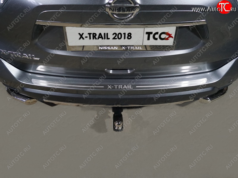 2 489 р. Накладка на задний бампер, ТСС Тюнинг  Nissan X-trail  3 T32 (2017-2022) рестайлинг (лист шлифованный надпись X-Trail)  с доставкой в г. Санкт‑Петербург