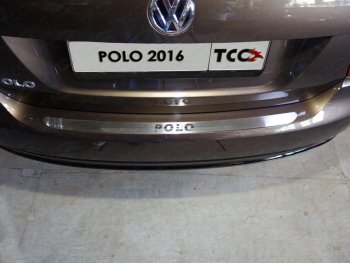 1 869 р. Накладка на задний бампе, ТСС Тюнинг  Volkswagen Polo  5 (2015-2020) седан рестайлинг, хэтчбек рестайлинг (лист шлифованный надпись Polo)  с доставкой в г. Санкт‑Петербург. Увеличить фотографию 1