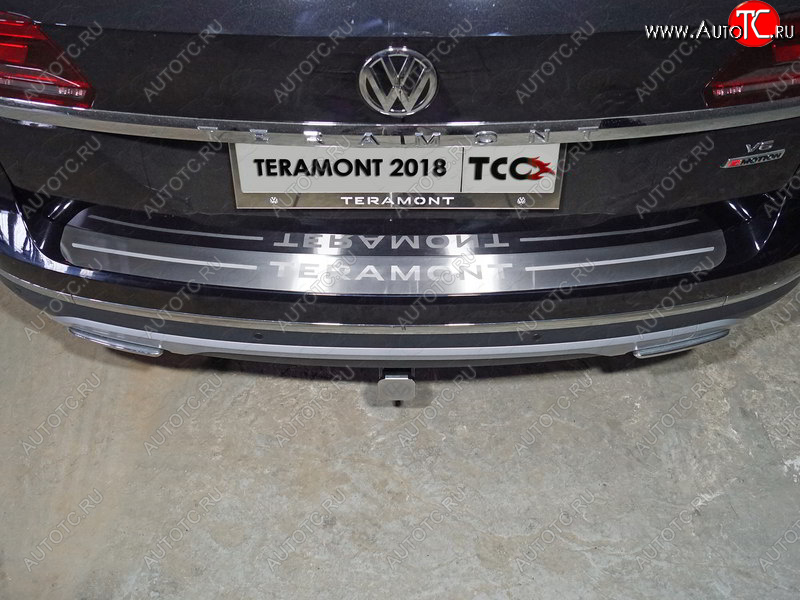 5 199 р. Накладка на задний бампер, ТСС Тюнинг  Volkswagen Teramont  CA1 (2016-2020) дорестайлинг ( лист шлифованный надпись Teramont)  с доставкой в г. Санкт‑Петербург