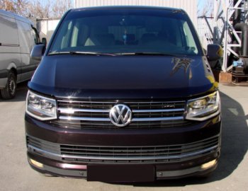 2 499 р. Дефлектор капота SIM Volkswagen Transporter T6 дорестайлинг (2015-2019)  с доставкой в г. Санкт‑Петербург. Увеличить фотографию 1