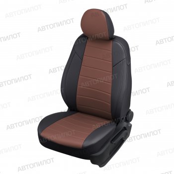 14 249 р. Чехлы сидений (экокожа) Автопилот  Geely Atlas Pro  NL3 (2019-2024) (черный/темно-коричневый)  с доставкой в г. Санкт‑Петербург. Увеличить фотографию 1