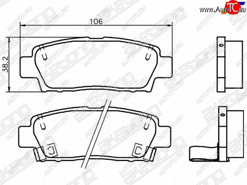 2 499 р. Колодки тормозные зад LH-RH SAT Toyota Crown S220 (2017-2022)  с доставкой в г. Санкт‑Петербург