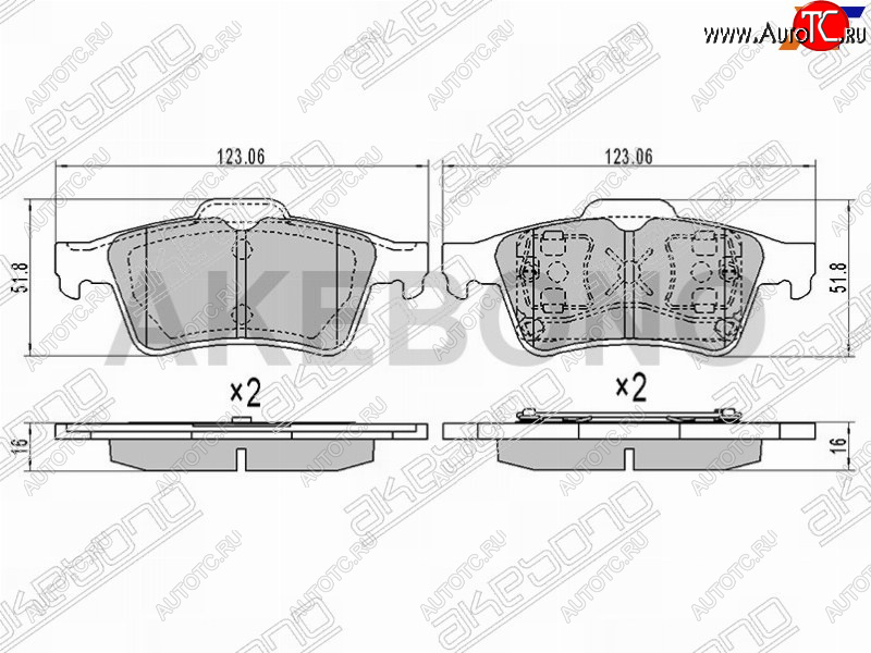 2 299 р. Колодки тормозные задние RH-LH SAT  Ford Focus (2,  3,  CEW), Mazda 3/Axela (BK,  BL)  с доставкой в г. Санкт‑Петербург