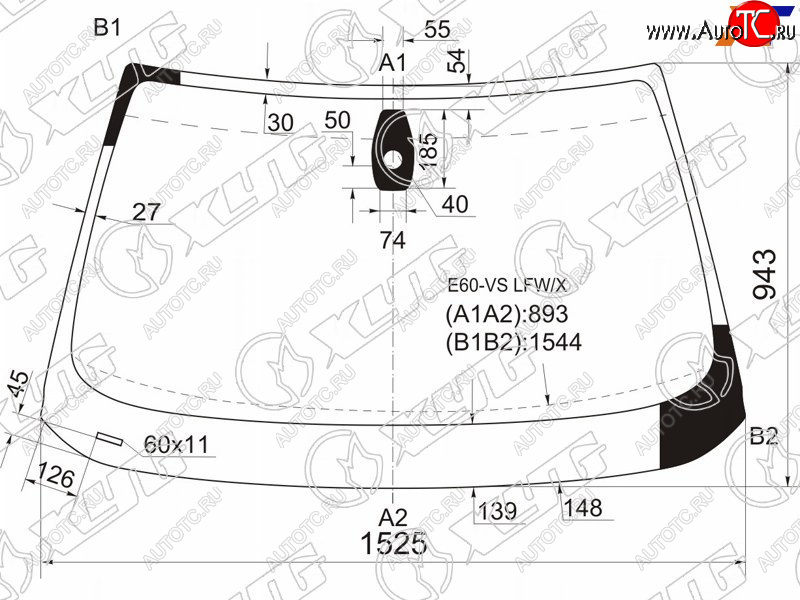 7 349 р. Стекло лобовое (Датчик дождя Круглый датчик дождя 4D SED5D WGN) XYG  BMW 5 серия ( E60,  E61) (2007-2010) седан рестайлинг, универсал рестайлинг  с доставкой в г. Санкт‑Петербург