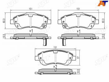 3 199 р. Колодки тормозные перед FL-FR SAT Honda CR-V RE1,RE2,RE3,RE4,RE5,RE7 рестайлинг (2009-2012)  с доставкой в г. Санкт‑Петербург. Увеличить фотографию 1