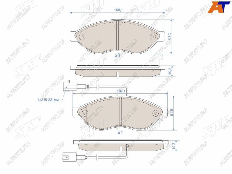 2 099 р. Колодки тормозные перед FL-FR SAT  CITROEN Jumper ( 250,  290) (2006-2022), Fiat Ducato ( 250,  290) (2006-2024), Peugeot Boxer ( 250,  290) (2006-2024)  с доставкой в г. Санкт‑Петербург