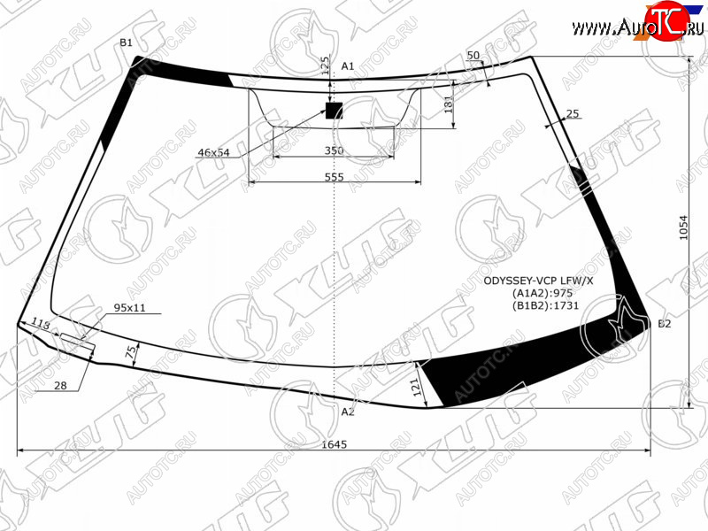 13 999 р. Стекло лобовое (Assembly США) XYG  Honda Odyssey  3 (2004-2008)  с доставкой в г. Санкт‑Петербург