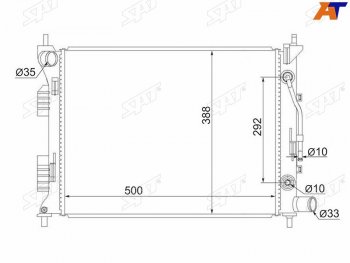 Радиатор охлаждающей жидкости SAT Hyundai Accent (седан ТагАЗ), Solaris (RBr,  HCR), Veloster (FS), KIA Rio (3 QB,  4 FB)