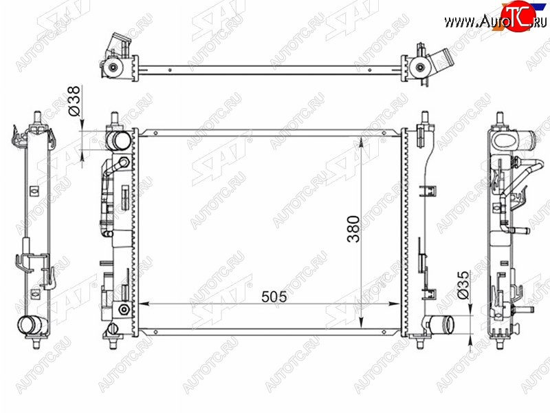 4 499 р. Радиатор охлаждающей жидкости SAT  Hyundai Accent  седан ТагАЗ (2001-2012), Hyundai Solaris  HCR (2017-2022), KIA Rio  X-line (2017-2021)  с доставкой в г. Санкт‑Петербург