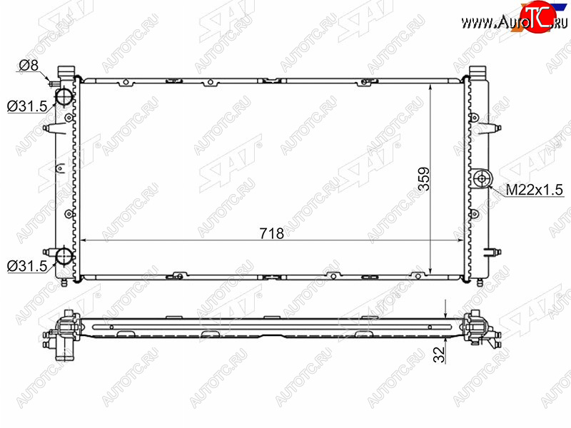 4 899 р. Радиатор охлаждающей жидкости SAT   Volkswagen Caravelle  T4 - Transporter  T4  с доставкой в г. Санкт‑Петербург