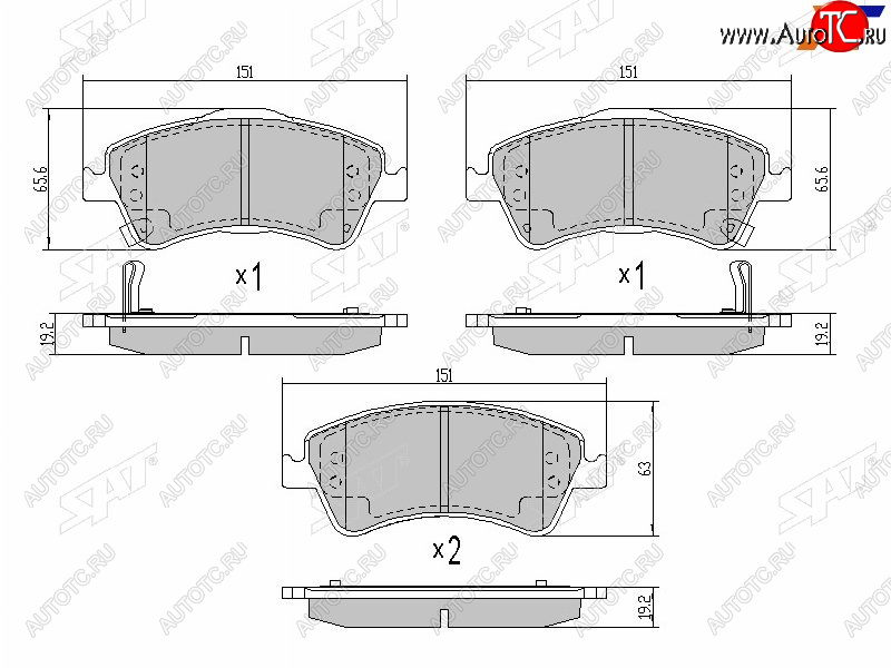 1 299 р. Колодки тормозные передние FR-FL SAT  Toyota Avensis ( T270 седан,  T270 универсал) (2008-2018) дорестайлинг, дорестайлинг, 1-ый рестайлинг, 1-ый рестайлинг, 2-ой рестайлинг, 2-ой рестайлинг  с доставкой в г. Санкт‑Петербург