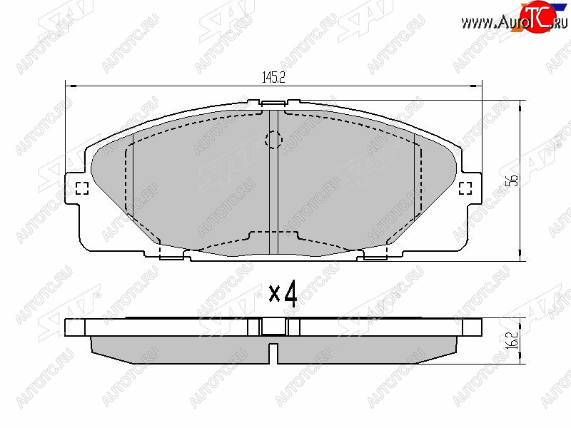 1 299 р. Колодки тормозные перед FL-FR SAT  Toyota Hiace ( Y100,  H200,  H300) - Hiace Regius  с доставкой в г. Санкт‑Петербург