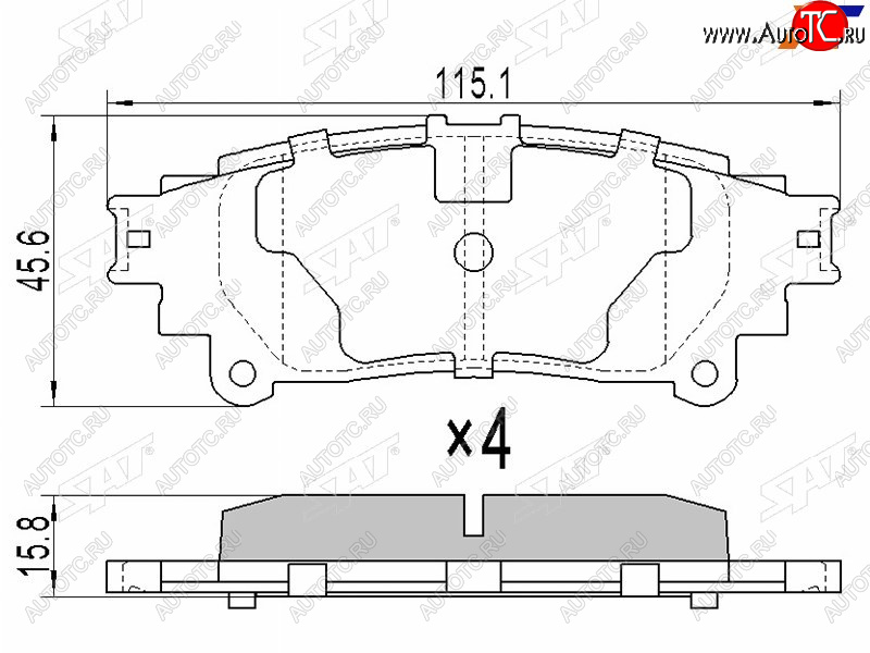 739 р. Колодки тормозные задние RH-LH SAT Lexus RX350 AL20 дорестайлинг (2015-2019)  с доставкой в г. Санкт‑Петербург