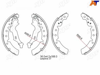 1 439 р. Колодки тормозные задние RH-LH SAT  Toyota Carina E  T190 - Corona  T190  с доставкой в г. Санкт‑Петербург. Увеличить фотографию 1