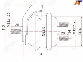 Опора двигателя FR SAT Toyota Mark 2 X110 седан рестайлинг (2002-2004)