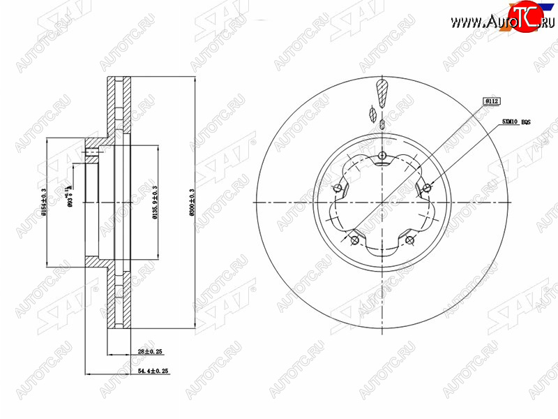 3 199 р. Диск тормозной передний Ømm SAT  Ford Transit (2006-2014) цельнометаллический фургон  с доставкой в г. Санкт‑Петербург