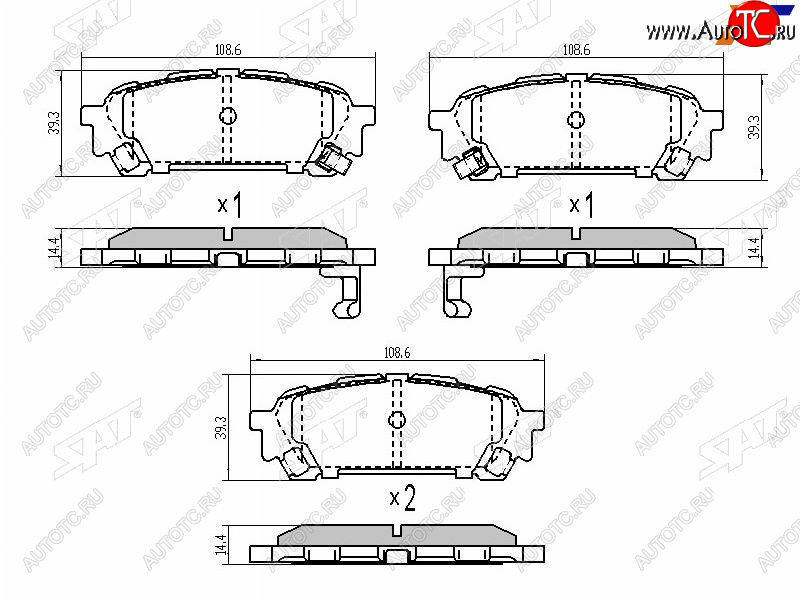 759 р. Колодки тормозные зад RH-LH SAT  Subaru Forester (SF,  SG,  SH,  SJ,  SK/S14), Impreza (GC,  GF,  GD,  GG,  GE,  GH,  GJ,  GK,  GT)  с доставкой в г. Санкт‑Петербург