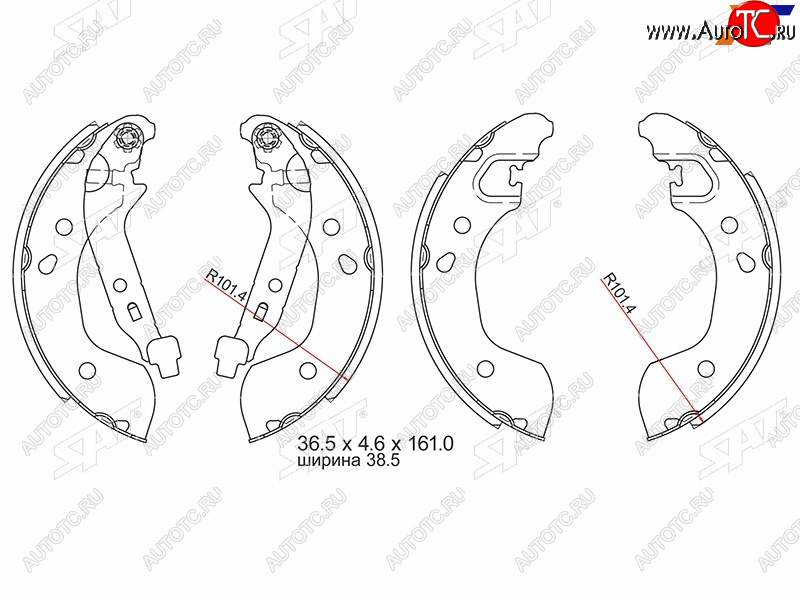 1 999 р. Колодки тормозные барабанные задние RH-LH SAT Nissan Almera седан G15 (2012-2019)  с доставкой в г. Санкт‑Петербург