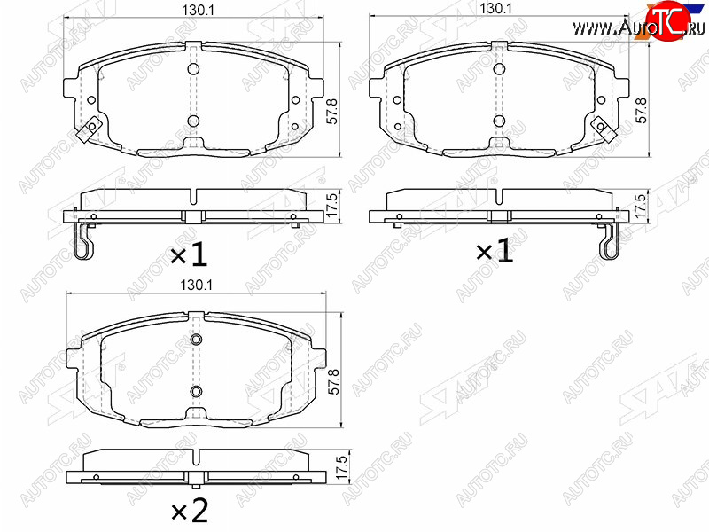 1 329 р. Колодки тормозные передние FR-FL SAT  Hyundai Creta SU (2020-2022) (с отверстием под пружинки)  с доставкой в г. Санкт‑Петербург