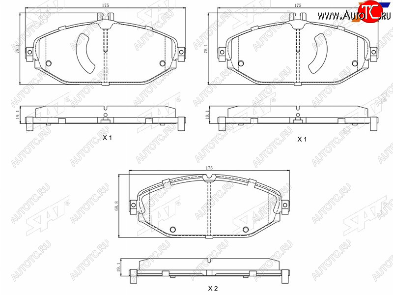 1 859 р. Колодки тормозные перед FL-FR SAT  Mercedes-Benz C-Class  W205 - E-Class  S213  с доставкой в г. Санкт‑Петербург