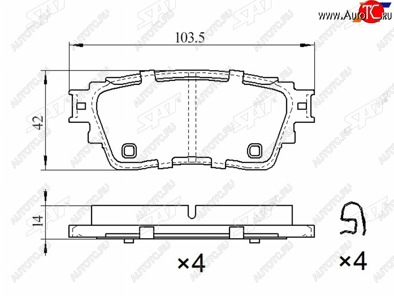 1 039 р. Колодки тормозные барабанные задние LH-RH SAT Mitsubishi Outlander GF дорестайлинг (2012-2014)  с доставкой в г. Санкт‑Петербург