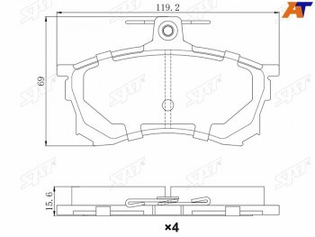 Колодки тормозные перед FR-FL SAT Mitsubishi Carisma (1996-1999)