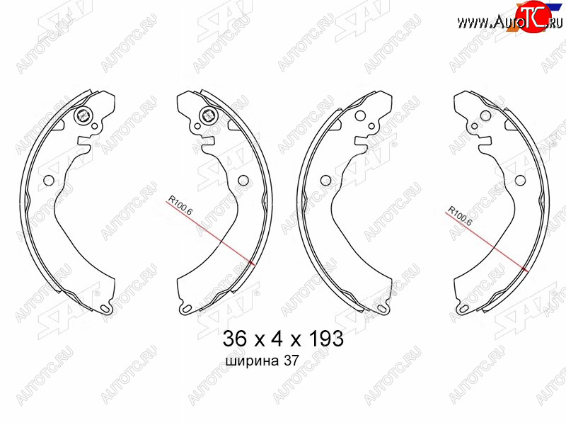 1 299 р. Колодки тормозные барабанные задние RH-LH SAT  Mitsubishi Carisma - Lancer ( 7,  8)  с доставкой в г. Санкт‑Петербург