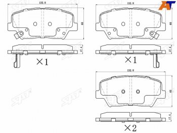 1 019 р. Колодки тормозные передние FR-FL SAT  Hyundai Santa Fe TM дорестайлинг (2018-2021)  с доставкой в г. Санкт‑Петербург. Увеличить фотографию 1