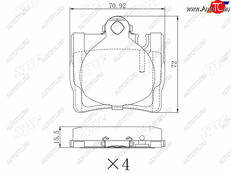 1 129 р. Колодки тормозные задние RH-LH SAT  Mercedes-Benz S class  W220 (1998-2005)  с доставкой в г. Санкт‑Петербург