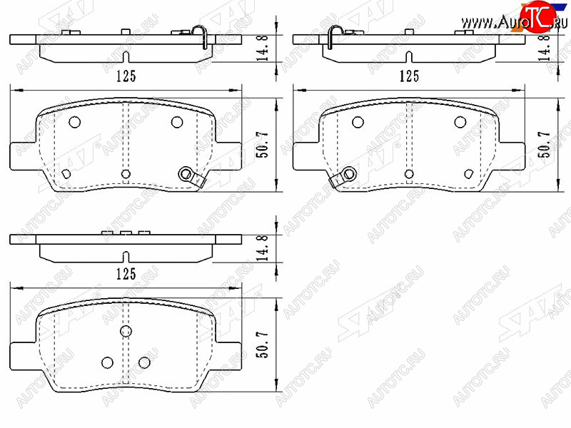 1 299 р. Колодки тормозные задние RH-LH SAT  Hyundai Santa Fe  TM (2018-2022), KIA Sorento  MQ4 (2020-2022)  с доставкой в г. Санкт‑Петербург