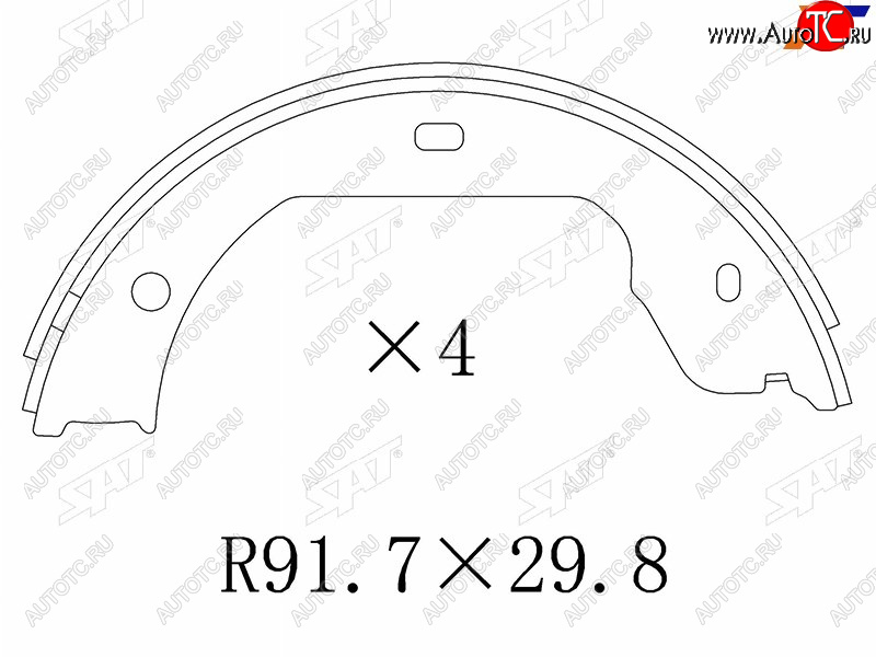 1 339 р. Колодки барабанные задние RH-LH SAT Volkswagen Transporter T5 рестайлинг (2009-2015)  с доставкой в г. Санкт‑Петербург