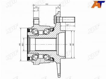 Ступичный узел задн. SAT Honda CR-V RE1,RE2,RE3,RE4,RE5,RE7 дорестайлинг (2007-2010)