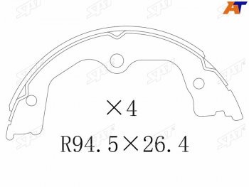 1 649 р. Колодки барабанные задние RH-LH SAT  Honda Accord  CU (2008-2013) седан дорестайлинг, седан рестайлинг  с доставкой в г. Санкт‑Петербург. Увеличить фотографию 1