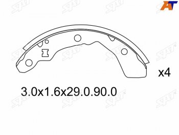 1 399 р. Колодки тормозные задние RH-LH SAT    Honda Logo (1996-2001)  с доставкой в г. Санкт‑Петербург. Увеличить фотографию 1