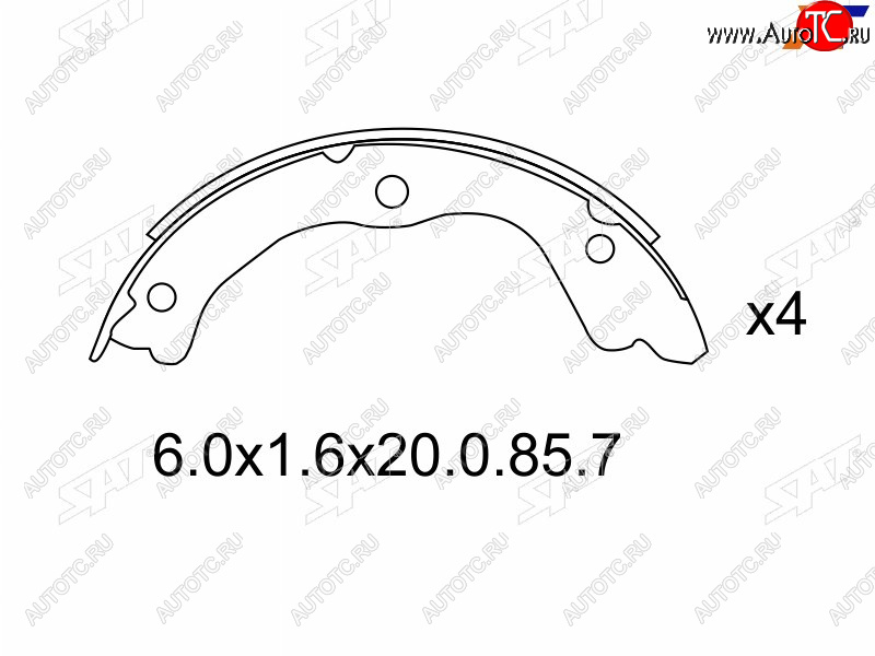 1 279 р. Колодки барабанные задние RH-LH SAT  Nissan Primera ( 3 седан,  3 универсал) - X-trail  1 T30  с доставкой в г. Санкт‑Петербург