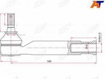 649 р. Наконечник рулевой LH=RH SAT  Toyota Avensis ( T250 седан,  T250 универсал) - Corolla Verso  AR10  с доставкой в г. Санкт‑Петербург. Увеличить фотографию 1