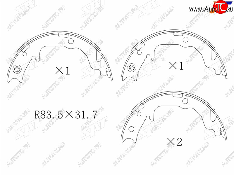 1 699 р. Колодки барабанные задние RH-LH SAT  Mitsubishi ASX - Lancer  10  с доставкой в г. Санкт‑Петербург