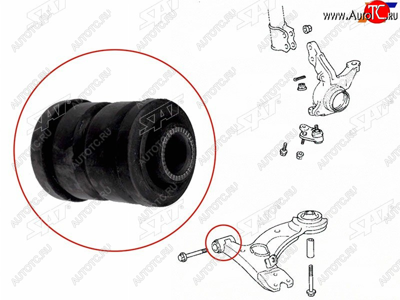199 р. Сайлентблок переднего нижнего рычага FR SAT  Toyota Caldina  T190 - Corona  T190  с доставкой в г. Санкт‑Петербург