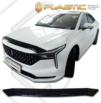 1 679 р. Дефлектор капота CA-Plastic FAW Bestune B70 лифтбэк (2020-2024) (classic черный, без надписи)  с доставкой в г. Санкт‑Петербург. Увеличить фотографию 1