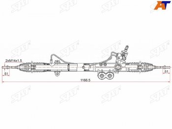 16 249 р. Рейка рулевая LHD SAT  Nissan Navara  2 D40 (2004-2016) дорестайлинг, рестайлинг  с доставкой в г. Санкт‑Петербург. Увеличить фотографию 1