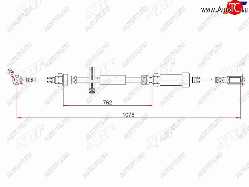 1 059 р. Трос ручного тормоза SAT Peugeot Boxer 250 (2006-2014)  с доставкой в г. Санкт‑Петербург