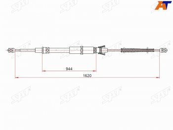 Трос ручного тормоза RH-LH SAT Skoda Octavia A5 рестайлинг универсал (2008-2013)  (барабанные тормоза)