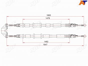 Трос ручного тормоза SAT Opel Astra H хэтчбек 5дв рестайлинг (2007-2015)