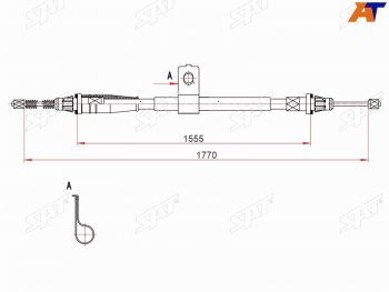 Трос ручного тормоза RH SAT Nissan Note 1 E11 рестайлинг (2008-2013)