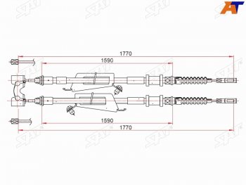 Трос ручного тормоза SAT Ford Focus 1 универсал рестайлинг (2001-2005)